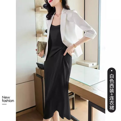 Importé - Ensemble Blazer Femme Col Tailleur Deux Pièces En Soie