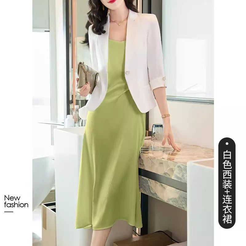 Importé - Ensemble Blazer Femme Col Tailleur Deux Pièces En Soie