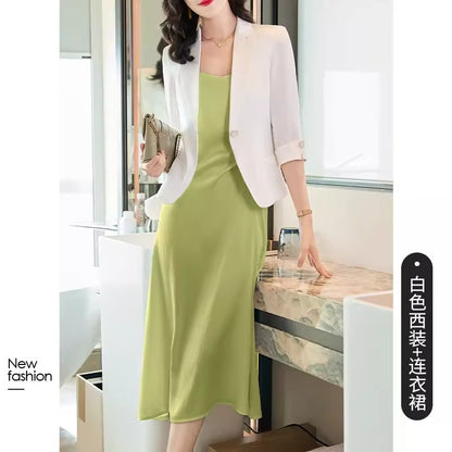 Importé - Ensemble Blazer Femme Col Tailleur Deux Pièces En Soie