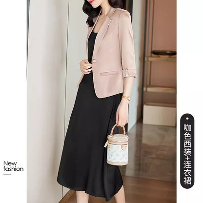 Importé - Ensemble Blazer Femme Col Tailleur Deux Pièces En Soie