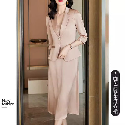 Importé - Ensemble Blazer Femme Col Tailleur Deux Pièces En Soie