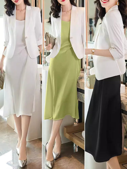 Importé - Ensemble Costume Femme Slim Col Tailleur Deux Pièces En Satin