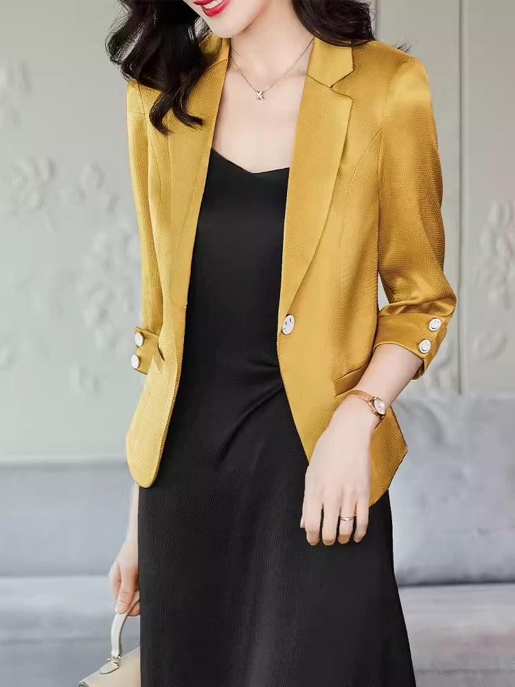 Importé - Ensemble Costume Femme Slim Col Tailleur Deux Pièces En Satin