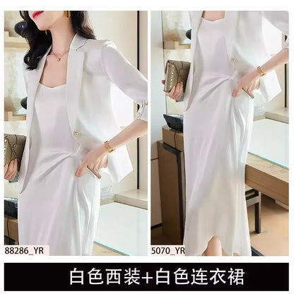 Importé - Ensemble Costume Femme Slim Col Tailleur Deux Pièces En Satin
