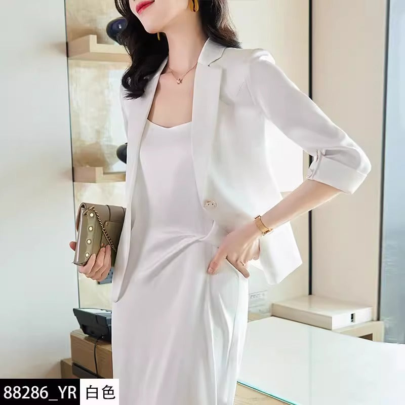 Importé - Ensemble Costume Femme Slim Col Tailleur Deux Pièces En Satin