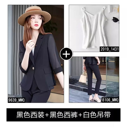 Importé - Ensemble Blazer Femme Slim Décontracté 3 Pièces En Maille