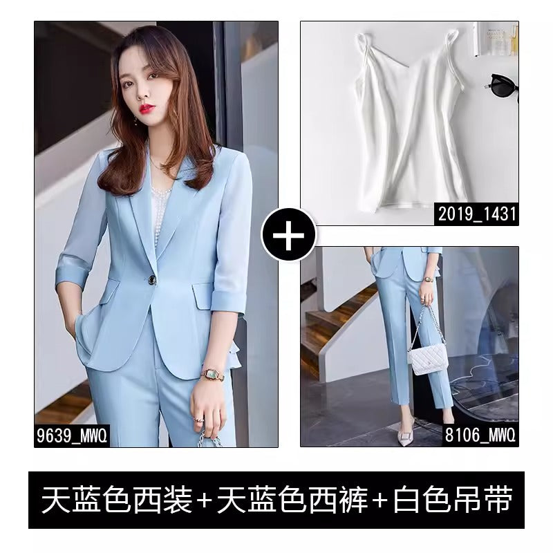 Importé - Ensemble Blazer Femme Slim Décontracté 3 Pièces En Maille