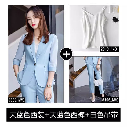Importé - Ensemble Blazer Femme Slim Décontracté 3 Pièces En Maille