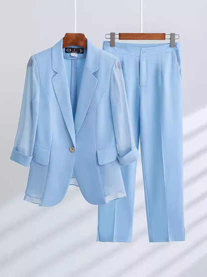 Importé - Ensemble Blazer Femme Slim Décontracté 3 Pièces En Maille