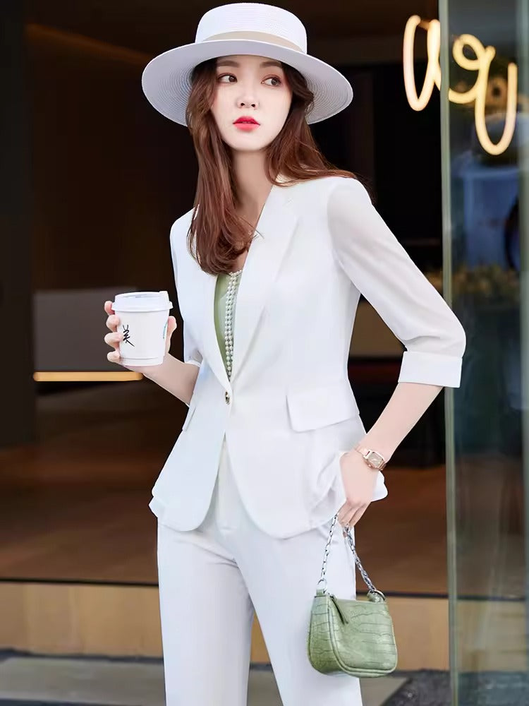 Importé - Ensemble Blazer Femme Slim Décontracté 3 Pièces En Maille