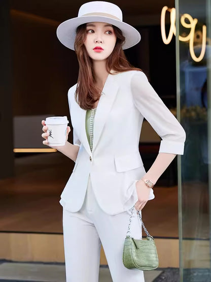 Importé - Ensemble Blazer Femme Slim Décontracté 3 Pièces En Maille
