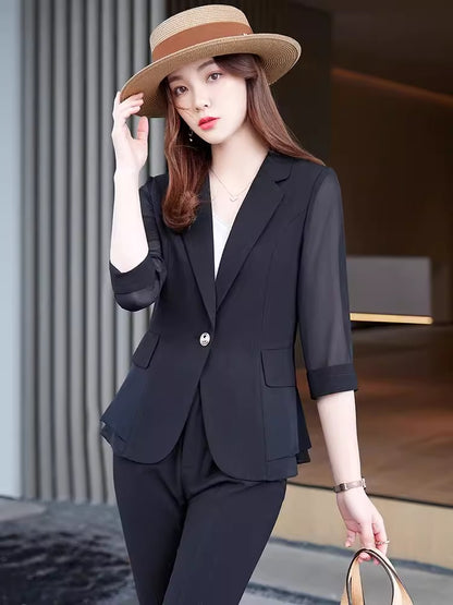 Importé - Ensemble Blazer Femme Slim Décontracté 3 Pièces En Maille