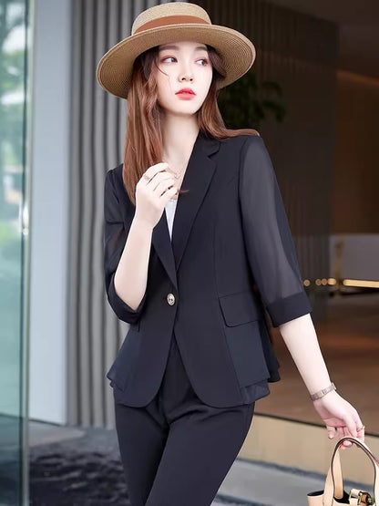 Importé - Ensemble Blazer Femme Slim Décontracté 3 Pièces En Maille