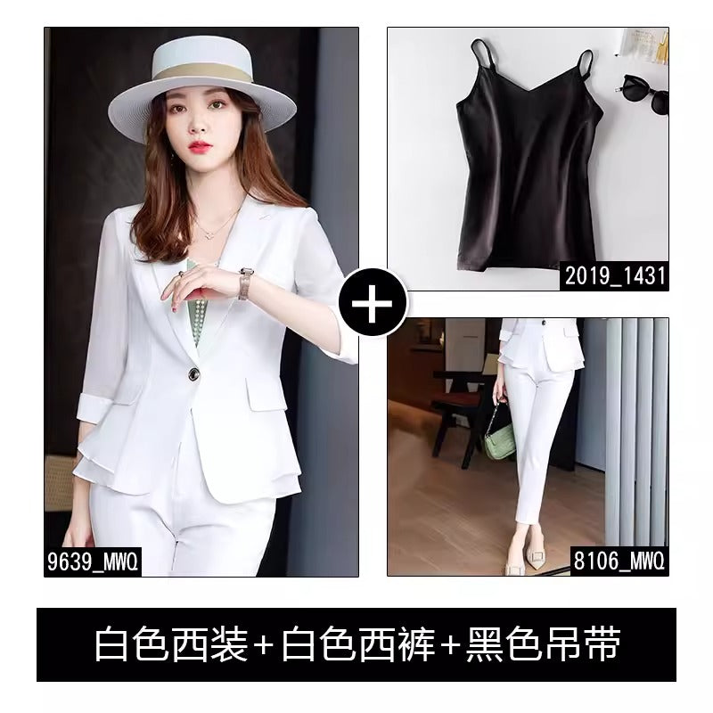 Importé - Ensemble Blazer Femme Slim Décontracté 3 Pièces En Maille