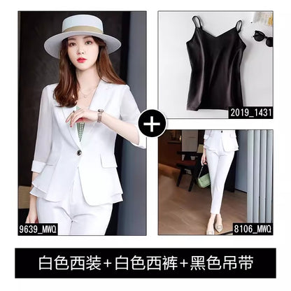 Importé - Ensemble Blazer Femme Slim Décontracté 3 Pièces En Maille