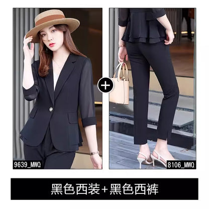 Importé - Ensemble Blazer Femme Slim Décontracté 3 Pièces En Maille