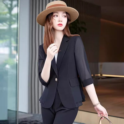 Importé - Ensemble Blazer Femme Slim Décontracté 3 Pièces En Maille