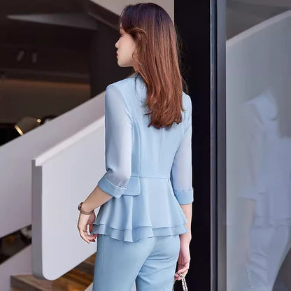 Importé - Ensemble Blazer Femme Slim Décontracté 3 Pièces En Maille
