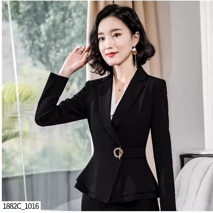 Ensemble Costume Femme 2025 - Blazer Oversize & Pantalon Large - Côtelé Uni - Tenue Bureau Décontractée Chic - 9