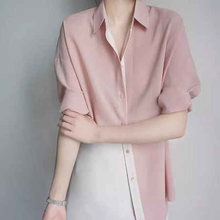 Importé - Chemiser Femmes Manches Trois-Quart En Coton Lin