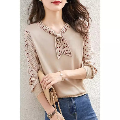 Importé - Chemiser Femmes Col En V Manches Longues Style Pull
