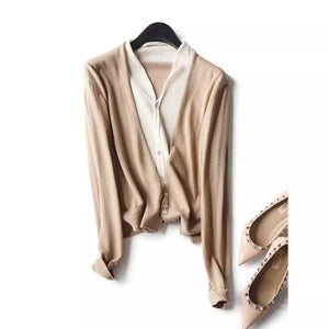 Importé - Chemiser Femmes Col En V Manches Longues