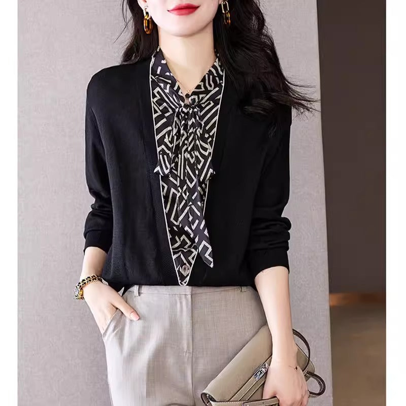 Importé - Chemiser Femmes Col En V Style Pull A Manches Longues
