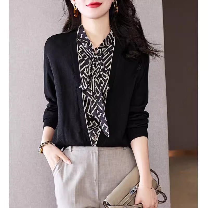 Importé - Chemiser Femmes Col En V Style Pull A Manches Longues