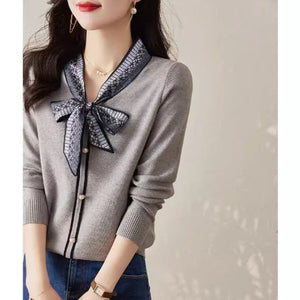 Importé - Chemiser Femmes Col En V Style Pull Tricotés A Manches Longues