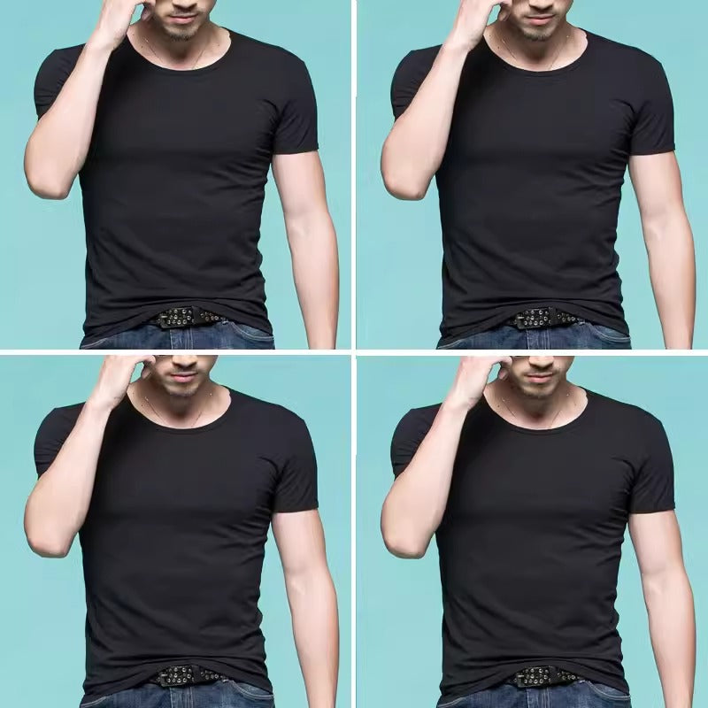 Importé - Pack 4 T-Shirts Corps pour Homme Manches Courtes 100% Coton