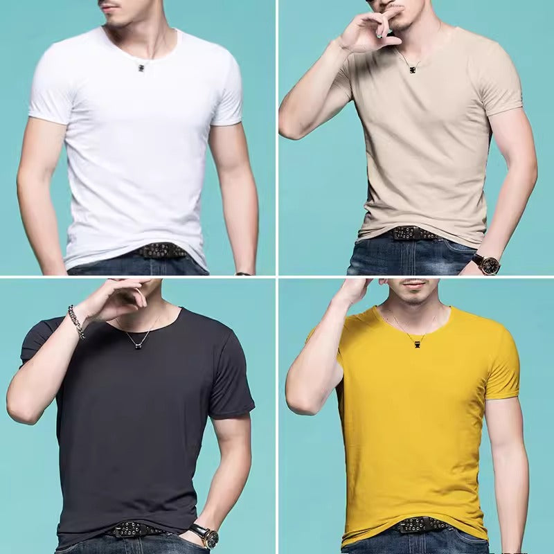 Importé - Pack 4 T-Shirts Corps pour Homme Manches Courtes 100% Coton