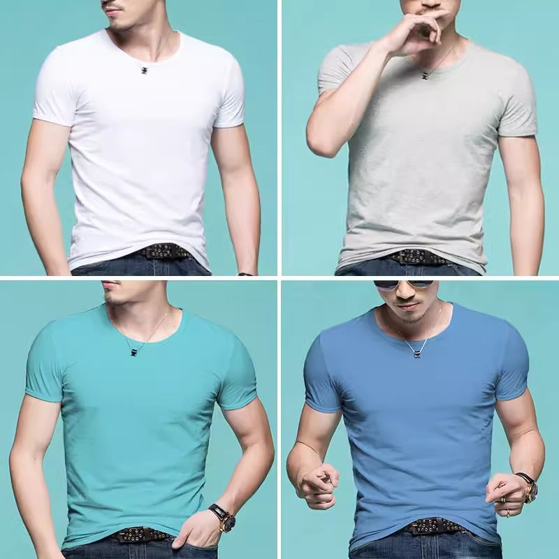 Importé - Pack 4 T-Shirts Corps pour Homme Manches Courtes 100% Coton