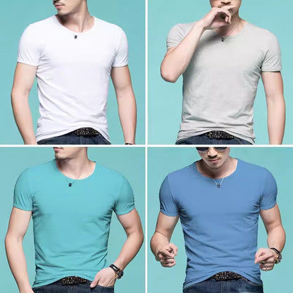 Importé - Pack 4 T-Shirts Corps pour Homme Manches Courtes 100% Coton