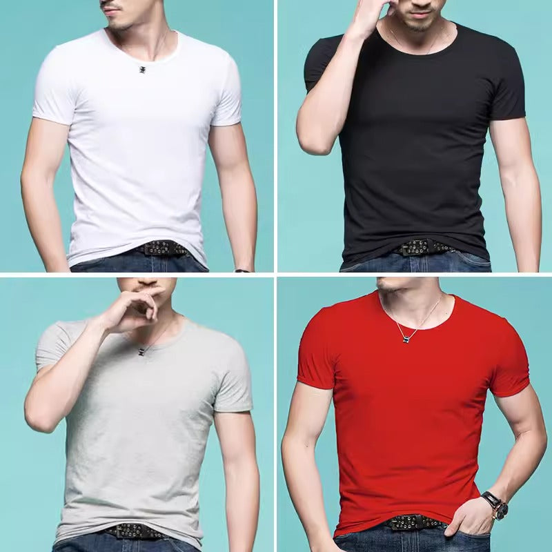 Importé - Pack 4 T-Shirts Corps pour Homme Manches Courtes 100% Coton