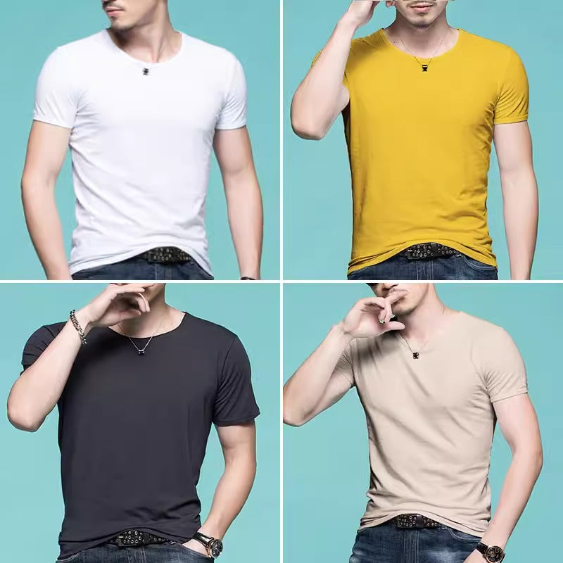 Importé - Pack 4 T-Shirts Corps pour Homme Manches Courtes 100% Coton