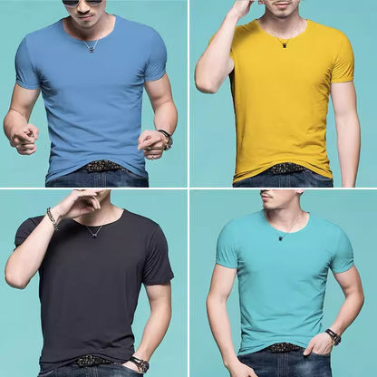 Importé - Pack 4 T-Shirts Corps pour Homme Manches Courtes 100% Coton
