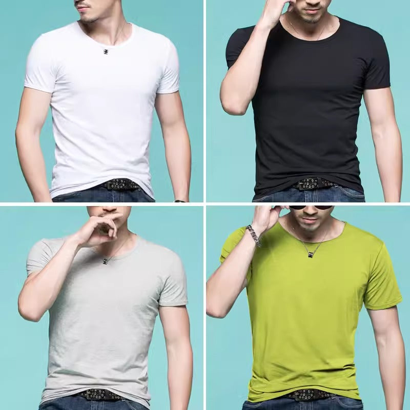 Importé - Pack 4 T-Shirts Corps pour Homme Manches Courtes 100% Coton