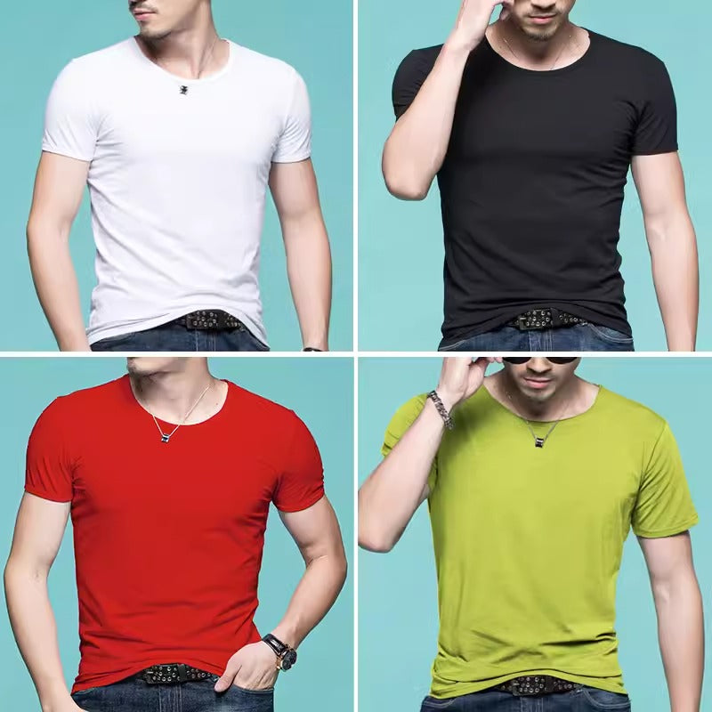 Importé - Pack 4 T-Shirts Corps pour Homme Manches Courtes 100% Coton