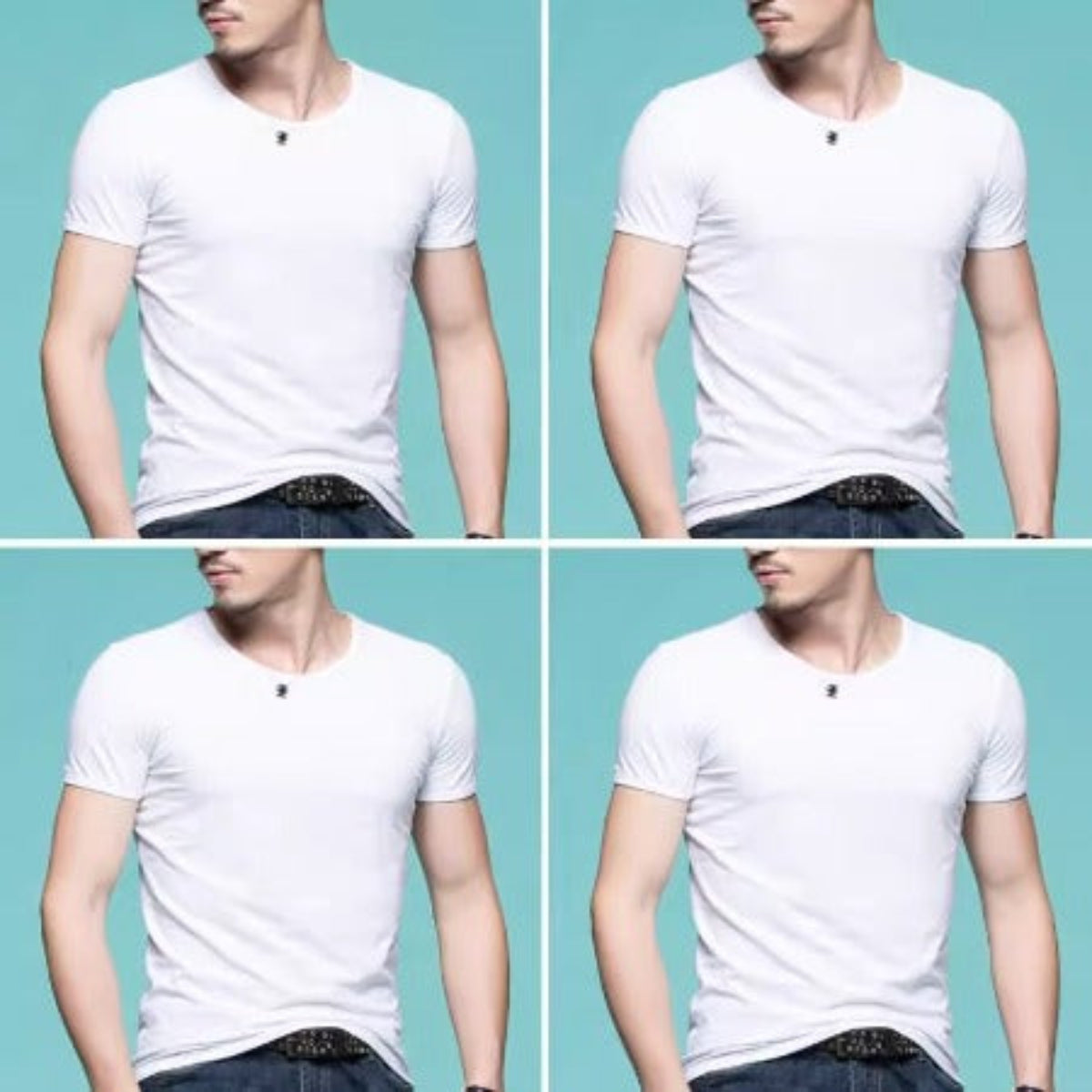 Importé - Pack 4 T-Shirts Corps pour Homme Manches Courtes 100% Coton