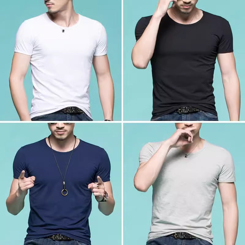 Importé - Pack 4 T-Shirts Corps pour Homme Manches Courtes 100% Coton