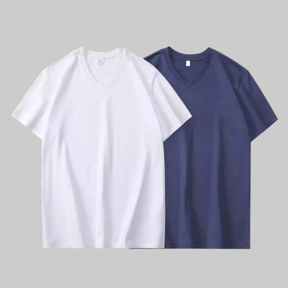Importé - Pack 2 T-Shirt Coton Homme Col V Manche Courte