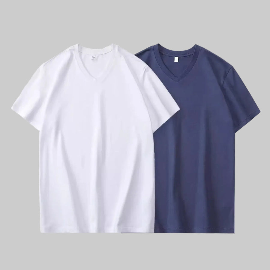 Importé - Pack 2 T-Shirt Coton Homme Col V Manche Courte