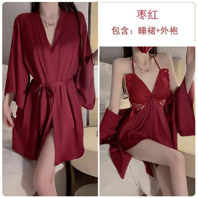 Importe - Pyjama Nuisette Femme Col V Manches Longues
