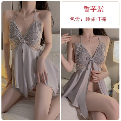 Importe - Pyjama Nuisette Femme Col V Manches Longues