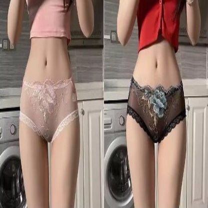 Importé - Lot 2 Slips Caleçon Femme En Dentelle 100% Coton
