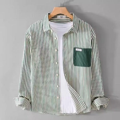Importé - Chemise Homme Coton À Rayures Manches Longues