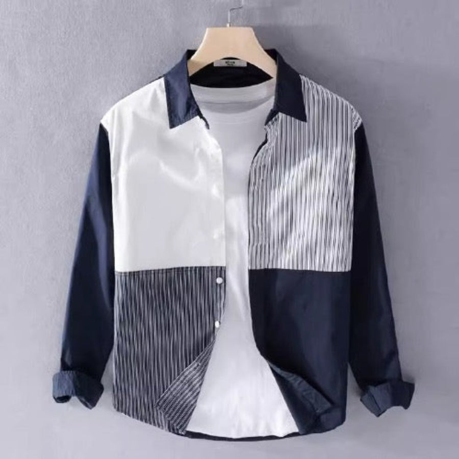 Importé - Chemise Coton Homme Manches Longues à Rayures