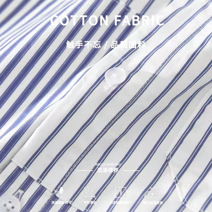 Importé - Chemise Pur Coton Rayures Homme Manches Longues