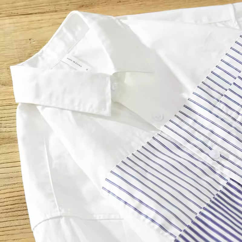 Importé - Chemise Pur Coton Rayures Homme Manches Longues