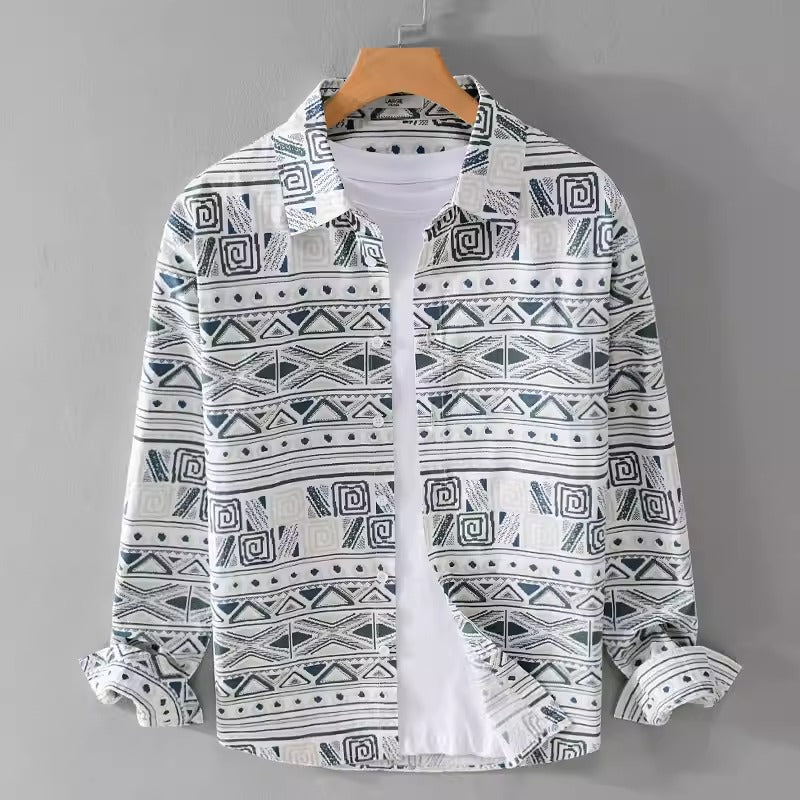 Importé - Chemise Pur Coton Homme Ethnique Manches Longues